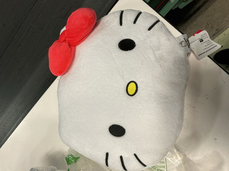 Condition photo showing Good Condition for hello kitty sanrio plush cushion pillow, plush throw pillow fluffy cushion kawaii decor cinnamoroll kuromi, gifts for teens, women (white hello kitty, l14.6 x w12.6)