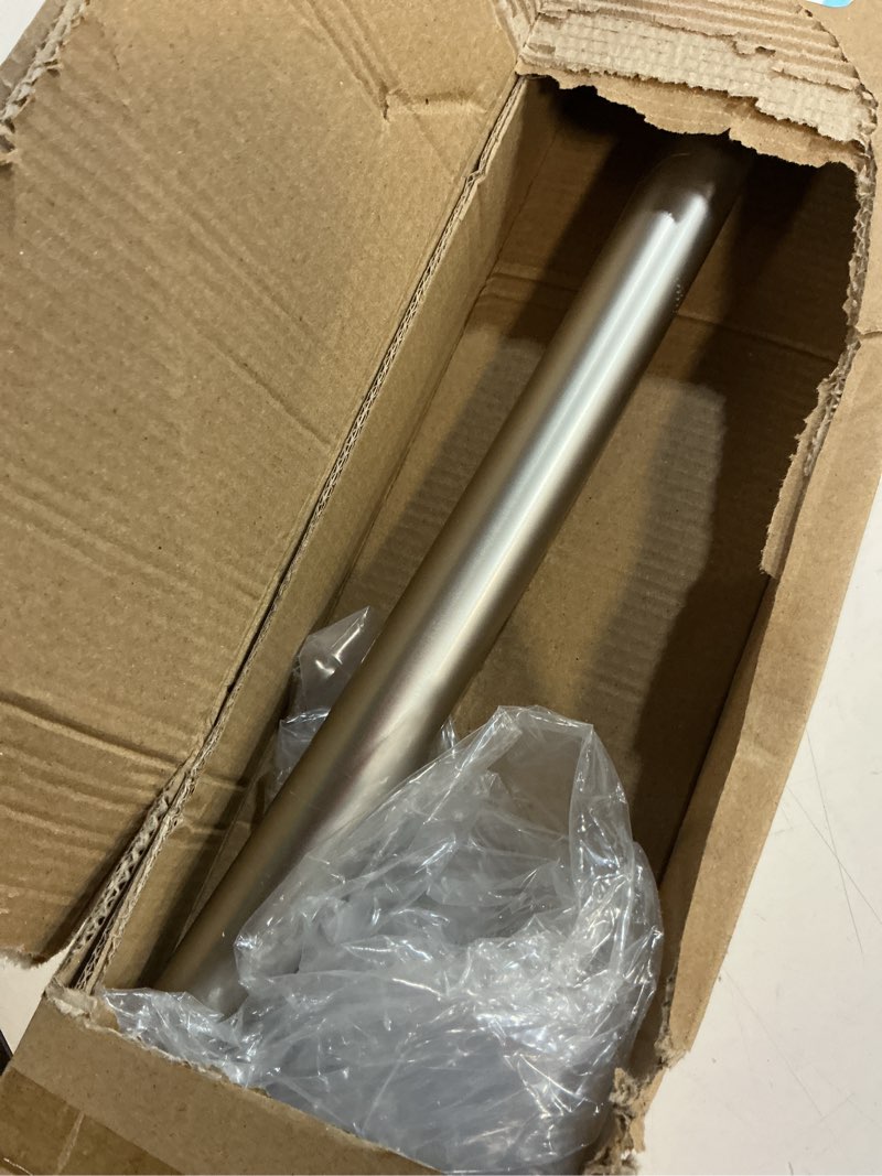 Condition photo showing As Is for curved shower curtain rod for bathroom, 40-72 inches adjustable curved shower rod, 0.9mm rustproof shower curtain rod with rotating brackets for extra shower space, need to drill, brush nickel