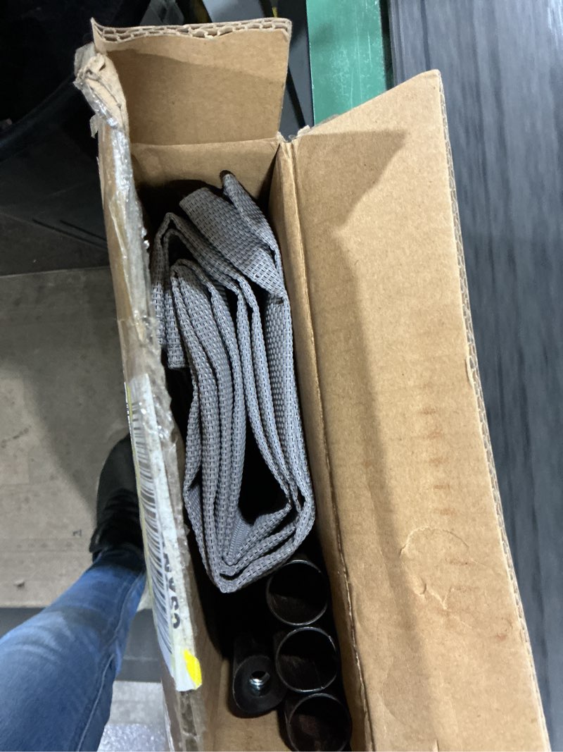 Condition photo showing As Is for Amazon Basics Cooling Breathable Elevated Dog Bed with Metal Frame for Large Dogs, 51 x 31 x 8 Inch, Grey Grey Large