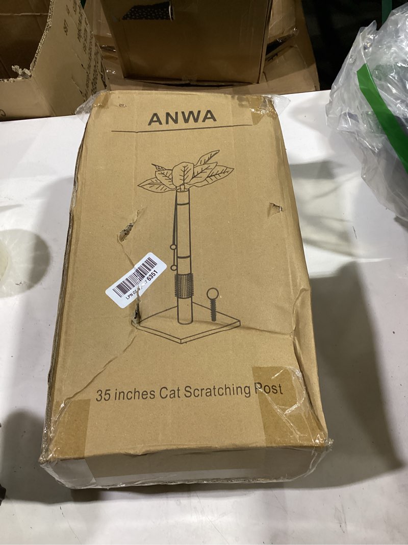 Condition photo showing Good Condition for anwa 35" tall cat scratching post for kitten and large cats, scratching post for indoor cats with self-grooming rubber brush, cat sisal post with simulated leaves simulation plant post