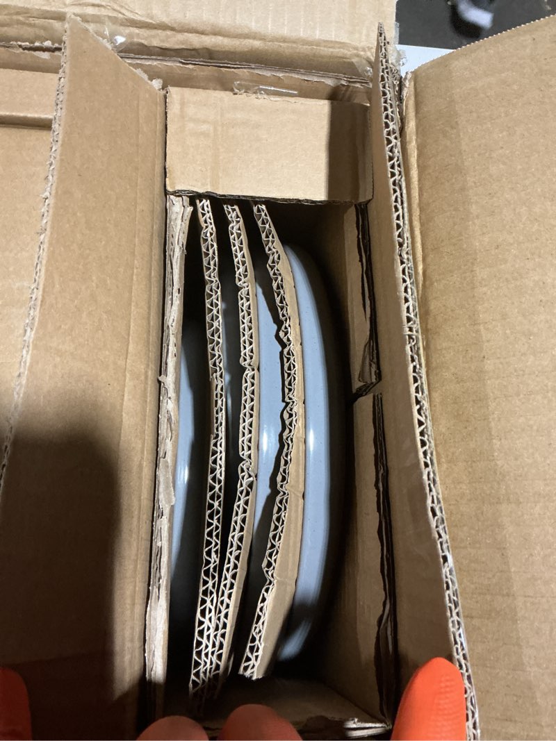 Condition photo showing New/Like New for famiware milkyway plates and bowls set, 12 pieces dinnerware sets, dishes set for 4, dark gray dark gray 4-set(12pcs)