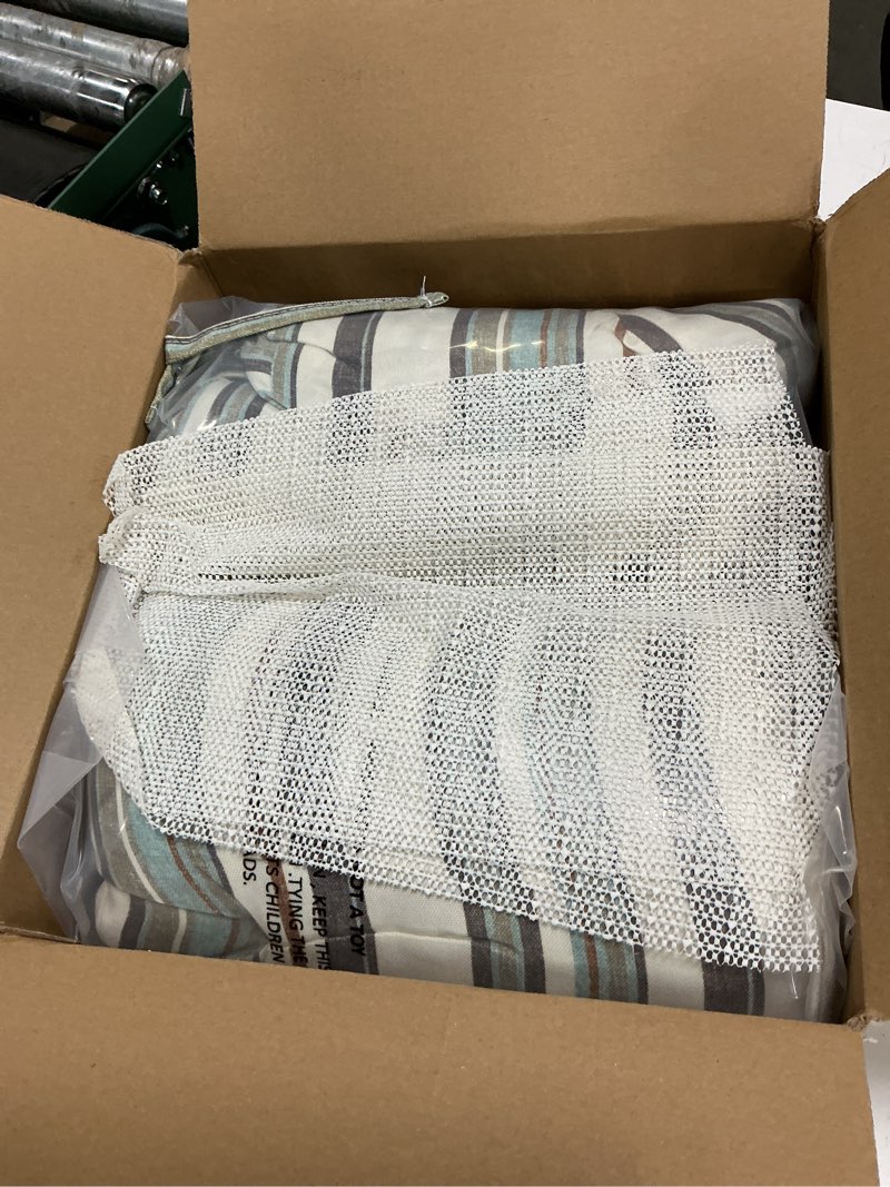 Condition photo showing Good Condition for patio wicker chair cushions, all weather outdoor tufted chair pads pack of 2, 19 x 19 x 4 inch u-shaped seat cushions of garden furniture decoration, stripe onyx 19x19x4(round back) stripe onyx