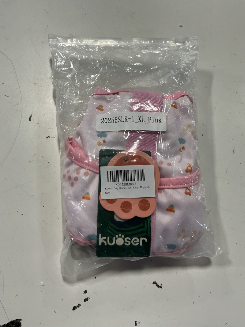 Condition photo showing New/Like New for kuoser dog diapers female with suspenders, escape-proof doggie diaper that stay on, washable dog diapers for heat, incontinence & puppy training,reusable puppy diaper female small medium large dogs, l blush pink l