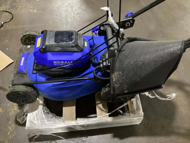 Condition photo showing As Is for kobalt 40-volt 21-in brushless battery push lawn mower