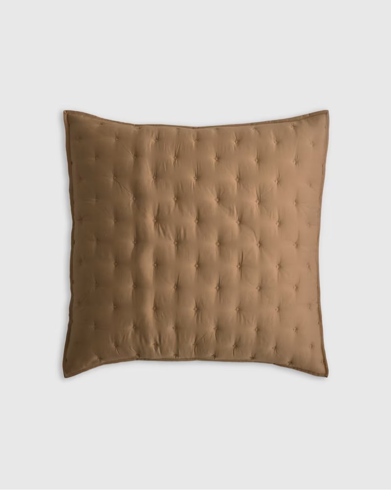 quilted euro sham brown 26”x26”