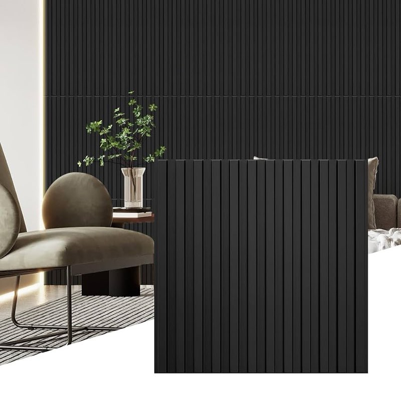 stickgoo slat 3d wall panel for interior wall decor pvc fluted textured panel 12-tile 19.7 x 19.7in - white