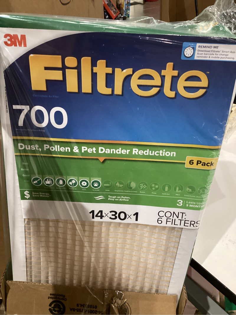 filtrete 14"x 30x 1" mpr 700 dust pollen and pet dander electrostat