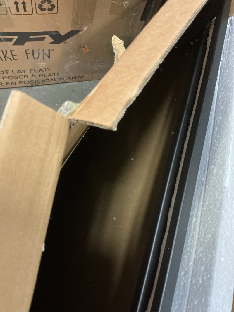 Condition photo showing New/Like New for 40x30 inch black metal framed bathroom mirror for wall, matte large rounded rectangle vanity mirror farmhouse,anti-rust, hd tempered glass, horizontally or vertically hanging black 30"l x 40"w