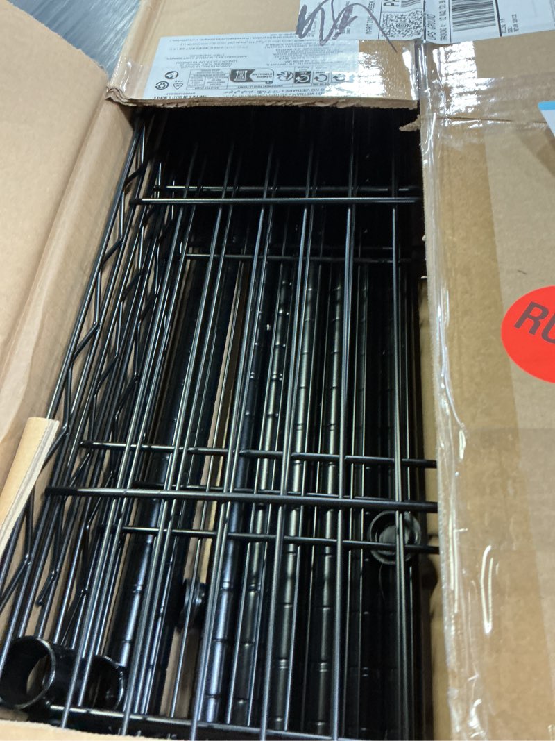 Condition photo showing Good Condition for amazon basics 4-shelf steel wire rack, 13.4 d x 23.2 w x 48 h in, black | sturdy, adjustable, easy assembly, storage 4-shelf black 13.4" d x 23.2" w x 48" h