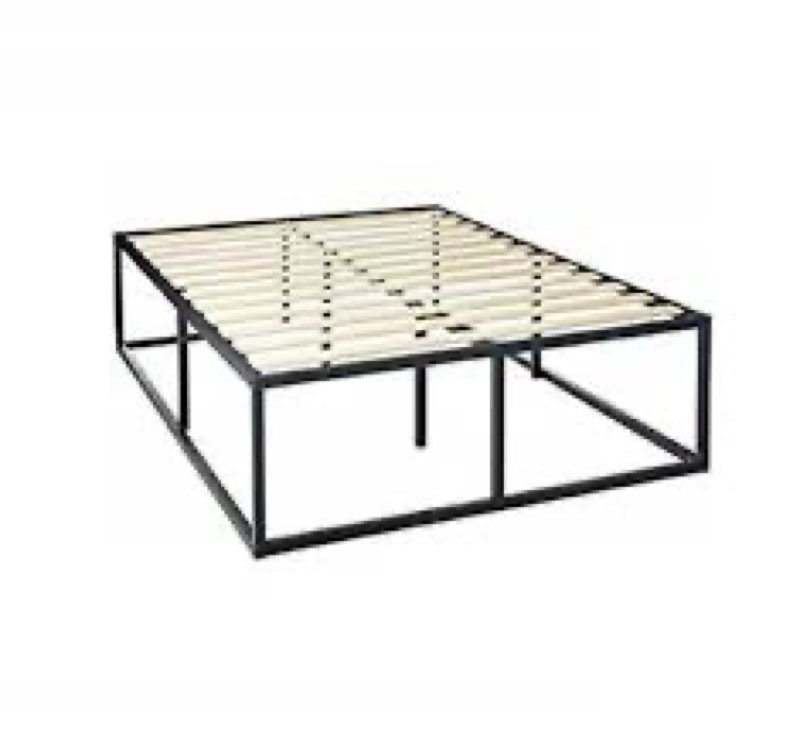 zinus joseph metal platforma bed frame / mattress foundation / wood slat support / no box spring needed / sturdy steel structure, queen