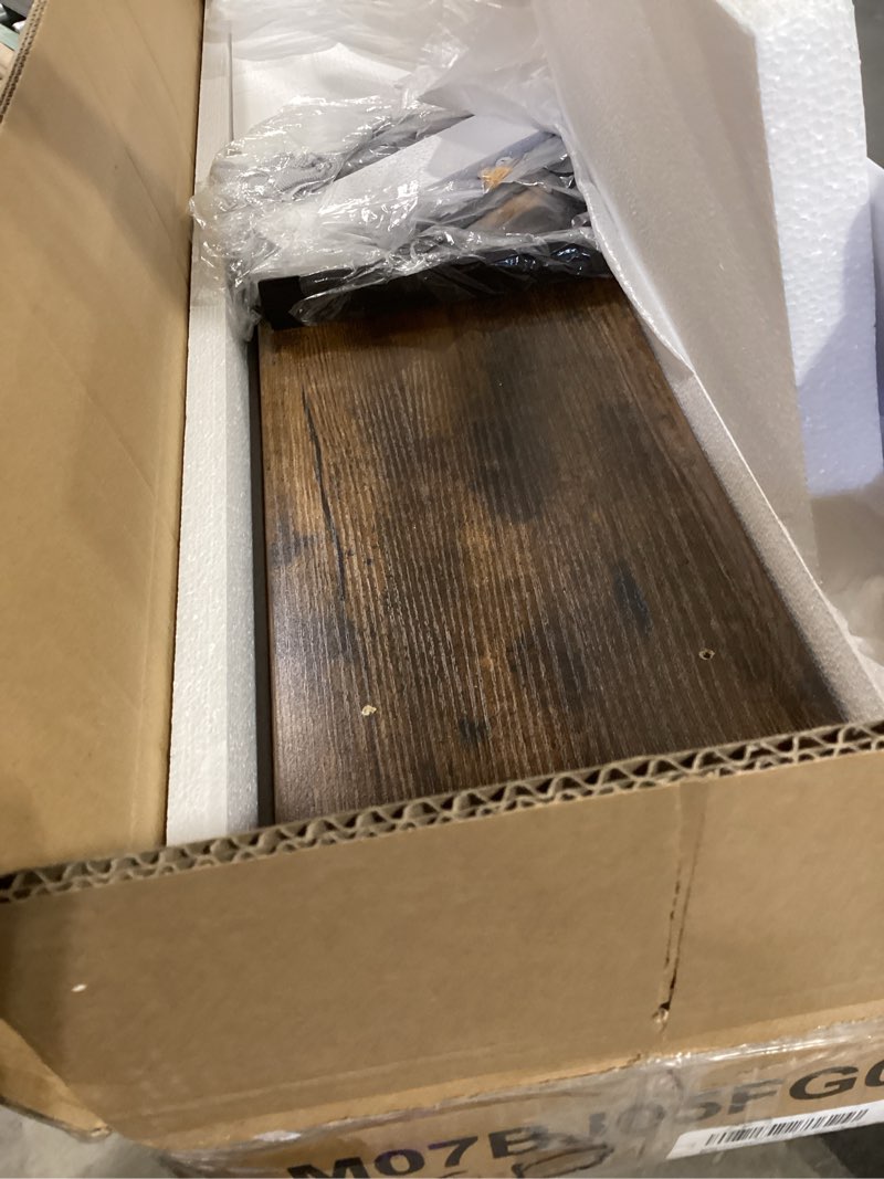 Condition photo showing Good Condition for dinzi lvj long wall shelves, 39.4inch wall mounted shelves set of 2, easy-to-install, wall storage ledges with sturdy metal brackets for living room, bathroom, bedroom, kitchen, rustic brown