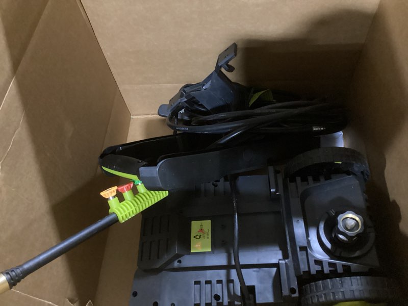 Condition photo showing Good Condition for Pressure Washer, Power Washer with 4 Quick-Connect Nozzles, 500ml Foam Cannon, High Pressure Washer for Cars, Decks, Driveways, Home, Patios, Bright Green