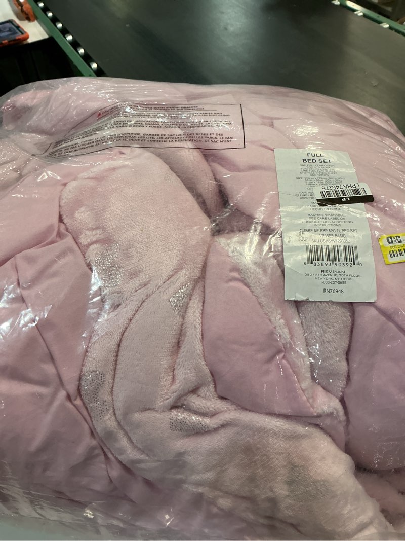 Condition photo showing As Is for Betsey Johnson - Comforter Set, Super Soft Bedding with Matching Sham & Sheets, Includes Bonus Pillowcase & Reversible Plush Throw (Ombre Purple, Full)