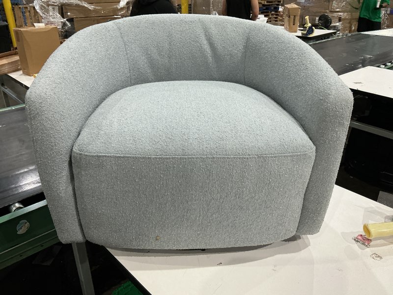 Condition photo showing As Is for not exact at all similar to swivel barrel accent chair, modern round chenille fabric arm chair for living room, bedroom, comfy club reading chairs for adults?chenille fabric, light grey, set of 1 chenille light grey 1 seat