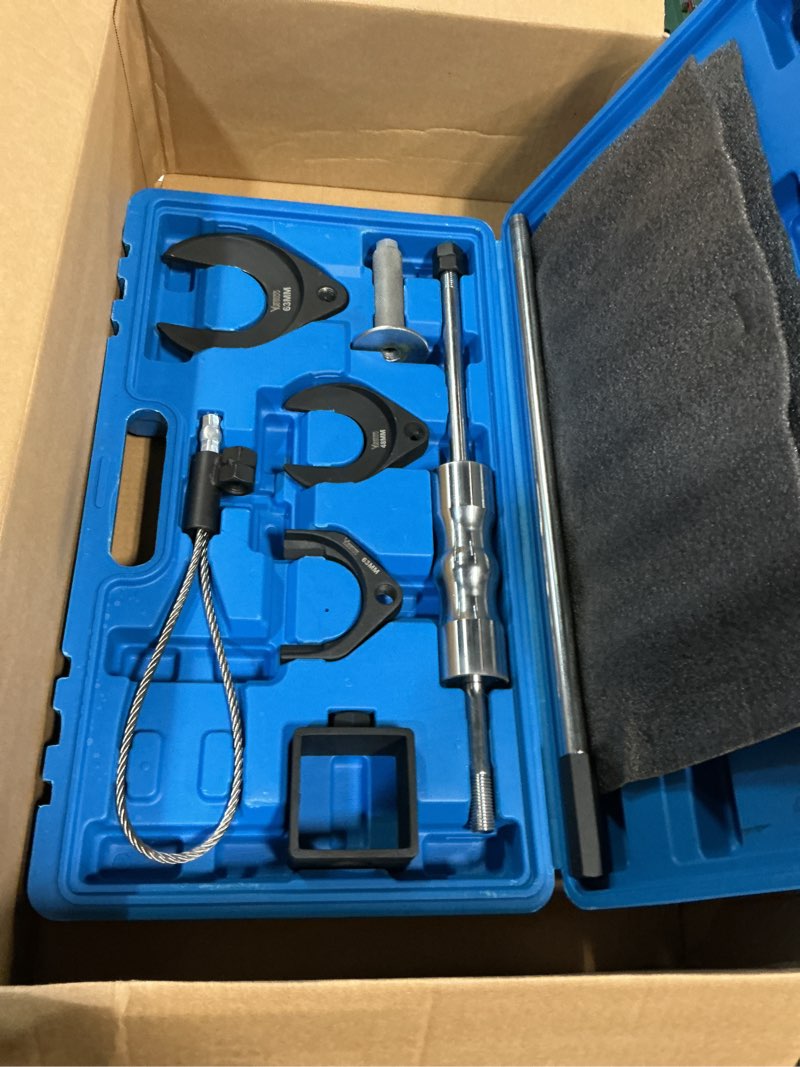 Condition photo showing Good Condition for 10 piece inner cv axle removal tool, heavy duty slide hammer puller set, 63mm 48mm cv joint fork, outer cv joint adapter and steel cable adapter, front wheel drive axle half shaft removal tool kit 10pcs