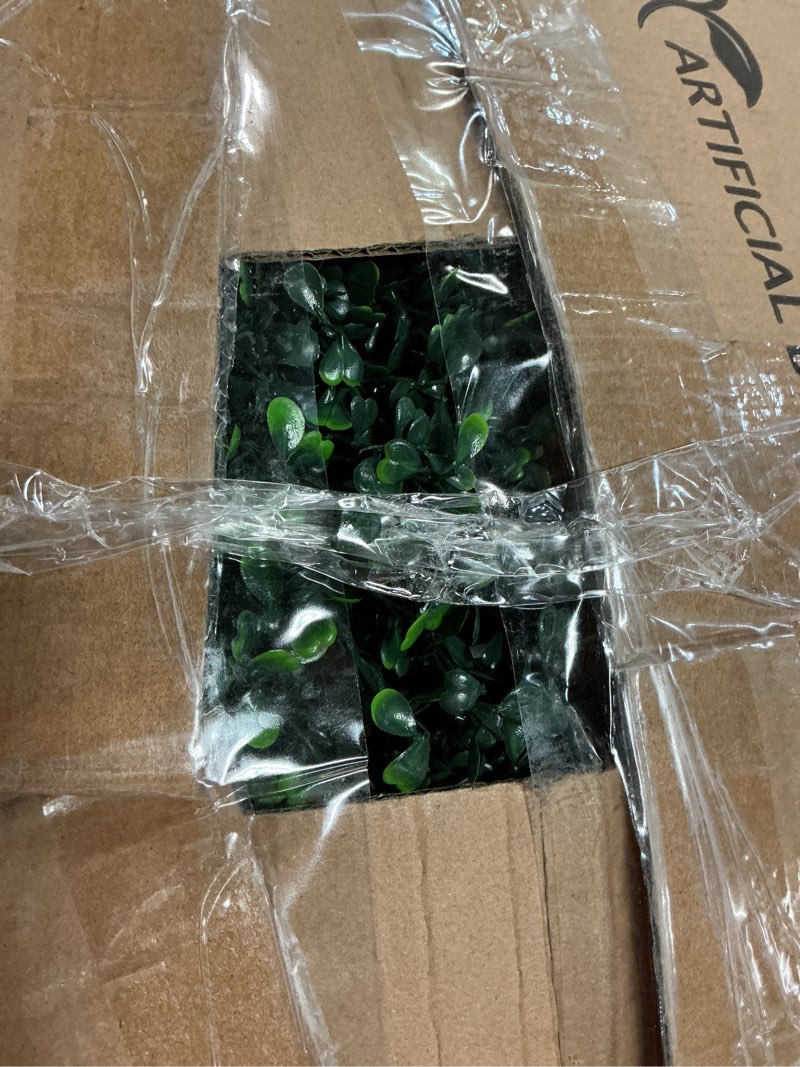 Condition photo showing Good Condition for odtory artificial grass wall backdrop panels,16 x 12 in 24p(32 sqft) uv-anti greenery boxwood panels for indoor outdoor green wall decor & ivy fence covering privacy 16"x12" 24p