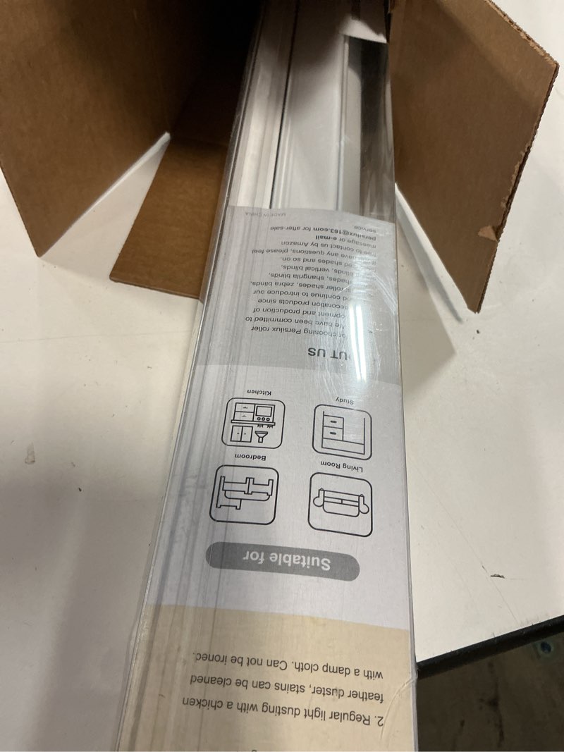 Condition photo showing Good Condition for persilux blackout roller blinds for windows, cordless free-stop roller shades with valance, thermal insulated fabric window blinds, uv protection shades for home and bedroom (white,32" w x 72" h) 32"w x 72"h white