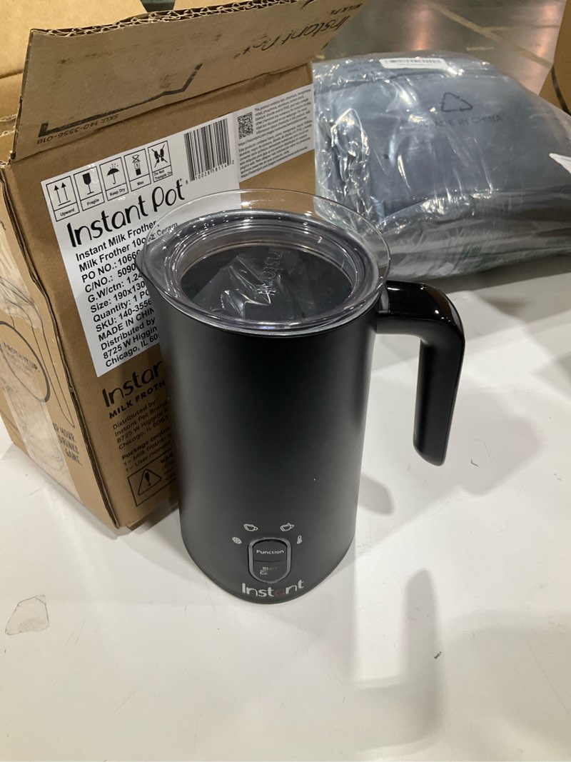 Condition photo showing Good Condition for instant pot milk frother, 4-in-1 electric milk steamer, 10oz/295ml automatic hot and cold foam maker and milk warmer for latte, cappuccinos, macchiato, from the makers of instant 500w, black pack of 1