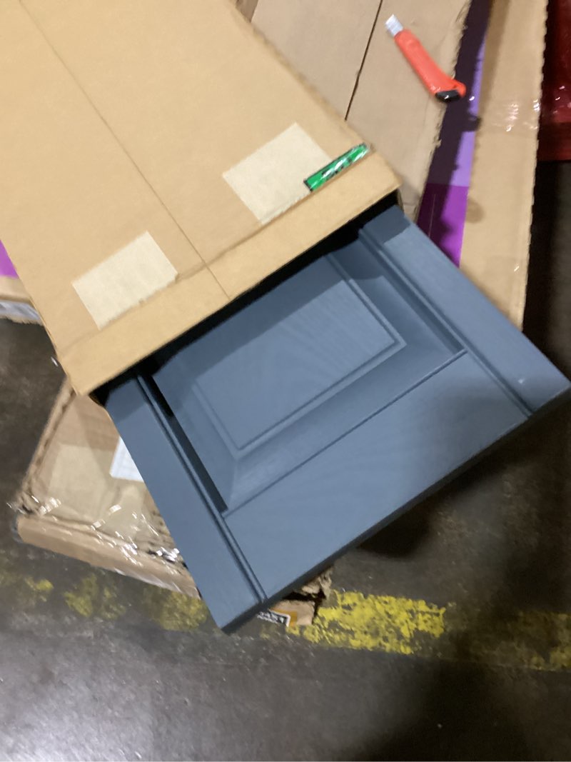 Condition photo showing Good Condition for Builders Edge 14.5 in. W x 66 in. H, Custom Two Equal Panels, Raised Panel Shutters, Includes Matching Installation Spikes (Per Pair), 166 - Midnight Blue 14.75-in. W x 66-in. H 166 - Midnight Blue