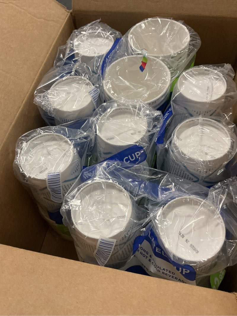 Condition photo showing Good Condition for dixie to go paper coffee cups, 12 oz, 132 ct, disposable insulated paper cups for on-the-go hot or cold beverages multicolor 22 count (pack of 6)