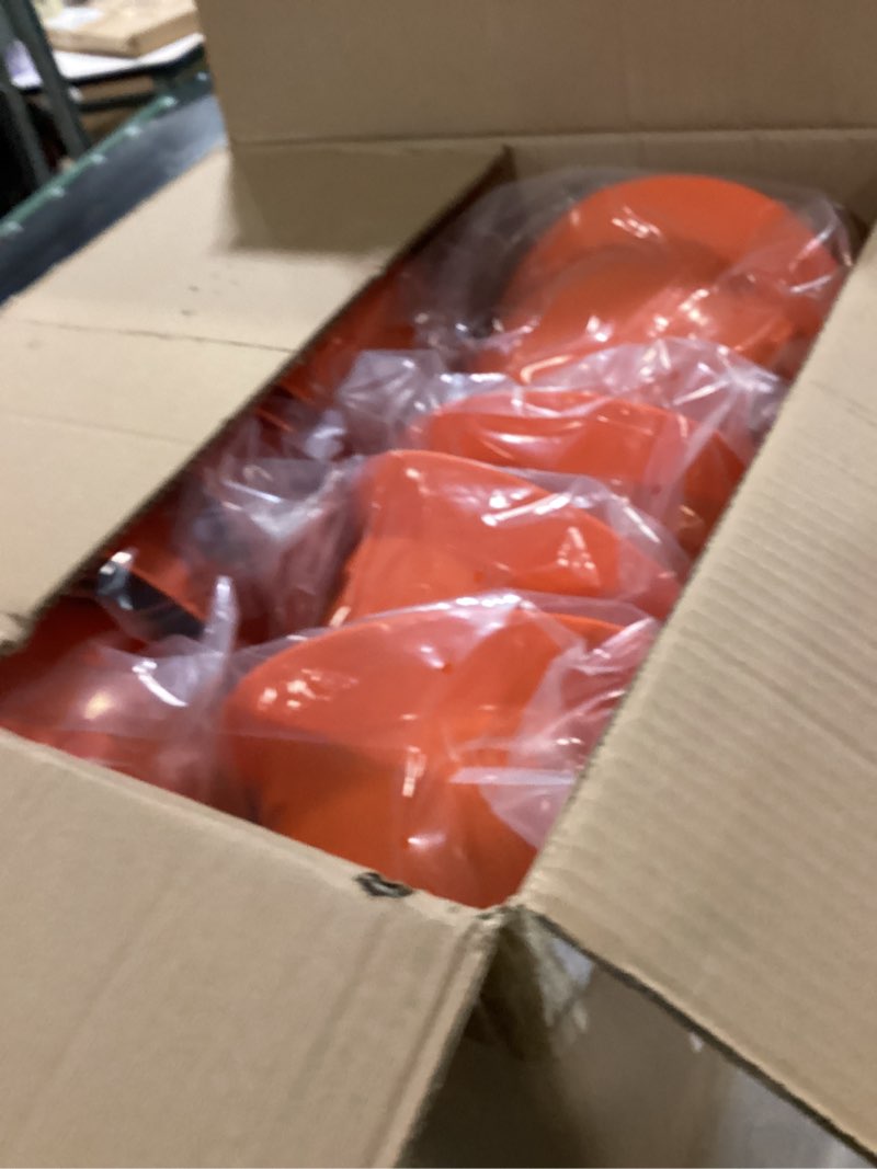 Condition photo showing Good Condition for 10 Pack Full Brim Hard Hat, White Construction Hard Hat, HDPE Safety Helmet with 6-Point Adjustable Ratchet Suspension for Men and Women Orange Hdpe Classic Style