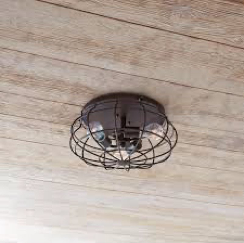 allen + roth yordan 15-in aged bronze indoor 3 -light flush mount light metal
