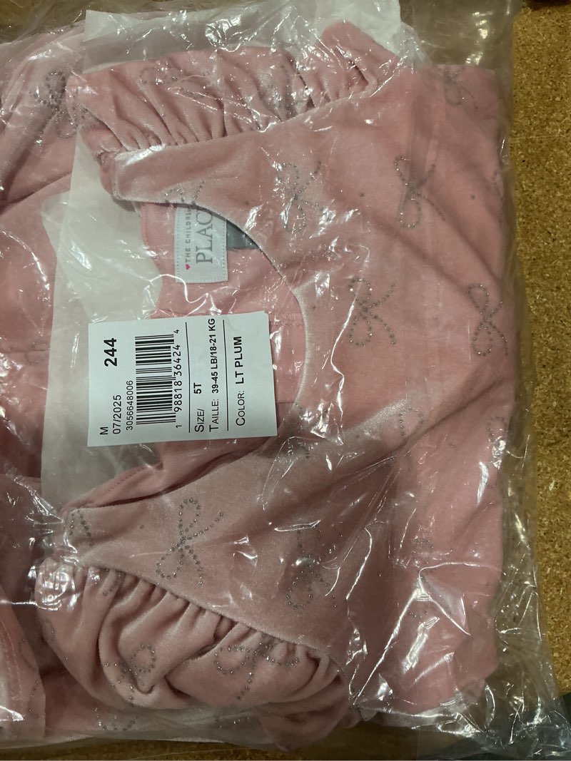 Condition photo showing New/Like New for the children's place,and toddler short sleeve dressy dress 5t lt plum glitter bows