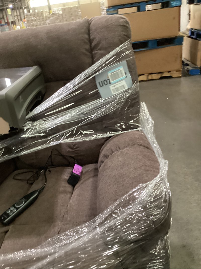 Condition photo showing As Is for recliner chair, swivel rocker recliner chair for adults, small recliners for small spaces, upholstered manual recliner with side pockets, nursery rocking chair for living room, chenille, brown