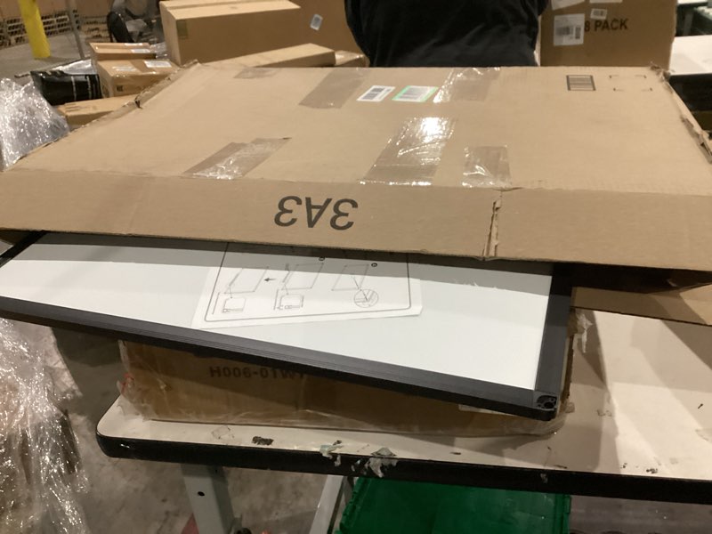 Condition photo showing As Is for VIZ-PRO Magnetic Whiteboard/Dry Erase Board with Black Aluminium Frame, 24 X 18 Inches, Includes 1 Eraser & 2 Markers & 4 Magnets 24"W x 18"H