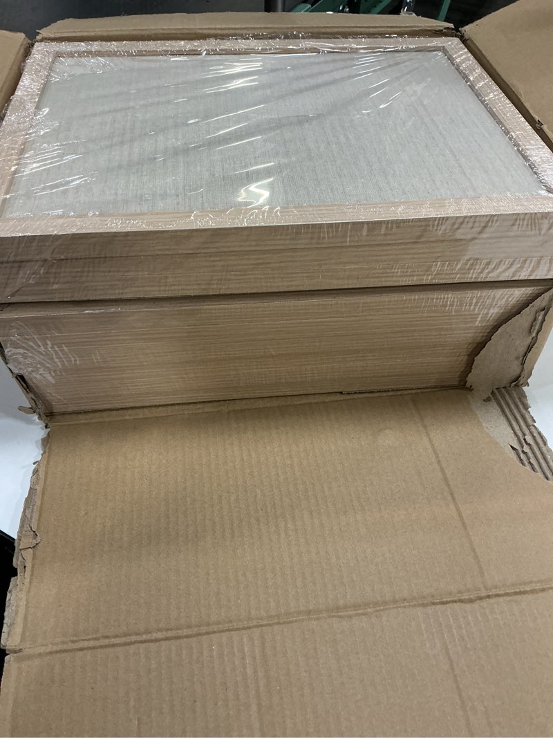 Condition photo showing New/Like New for teling 9 pack wood bulletin boards with linen 12''x 16'' cork board for walls with 90 pushpin decorative wood framed display for school office home decor (brown) brown 9