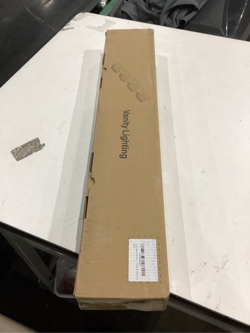 Condition photo showing New/Like New for modern led 4 lights vanity light for bathroom modern vanity light fixture wall sconce 26 inch natural white light (black) black 4 lights