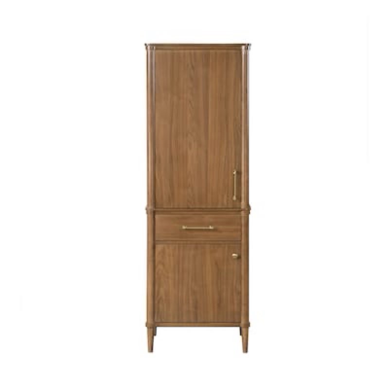 allen + roth rian 24-in x 72-in x 16-in golden walnut wood freestanding soft close linen cabinet