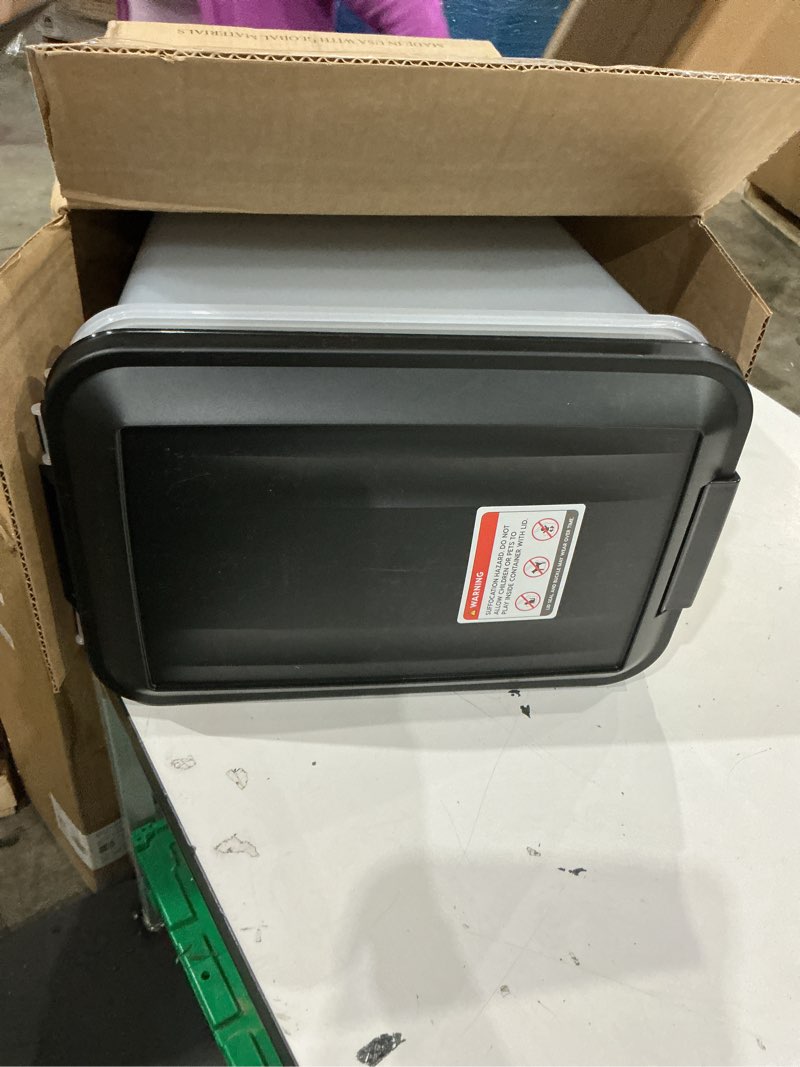 Condition photo showing Good Condition for iris usa dog food storage container, 2 pack, up to 30 lbs each, airtight seal for freshness, wheels for rolling, easy one hand opening, made in usa, bpa free, clear/black 30 lbs - 2 pack black