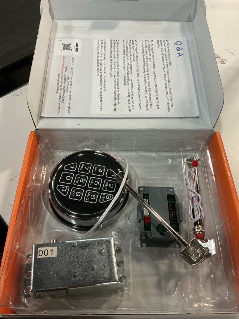 Condition photo showing Good Condition for Gun Safe Lock Replacement Solenoid Lock with 2 Override Keys Chrome Digital Keypad DIY Safe Electronic, Reset Cable, Circuit Board Lock Solenoid with Override Keys