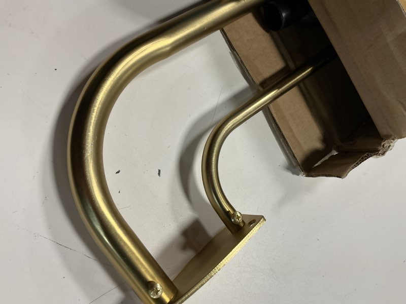 Condition photo showing Good Condition for double curtain rod for 28-48 inches windows, blackout wrap around window curtain rods?1-inch heavy duty adjustable room darkening rustic dual drapery curtain rods for livingroom, kitchen, patio brushed gold for 28-48" windows