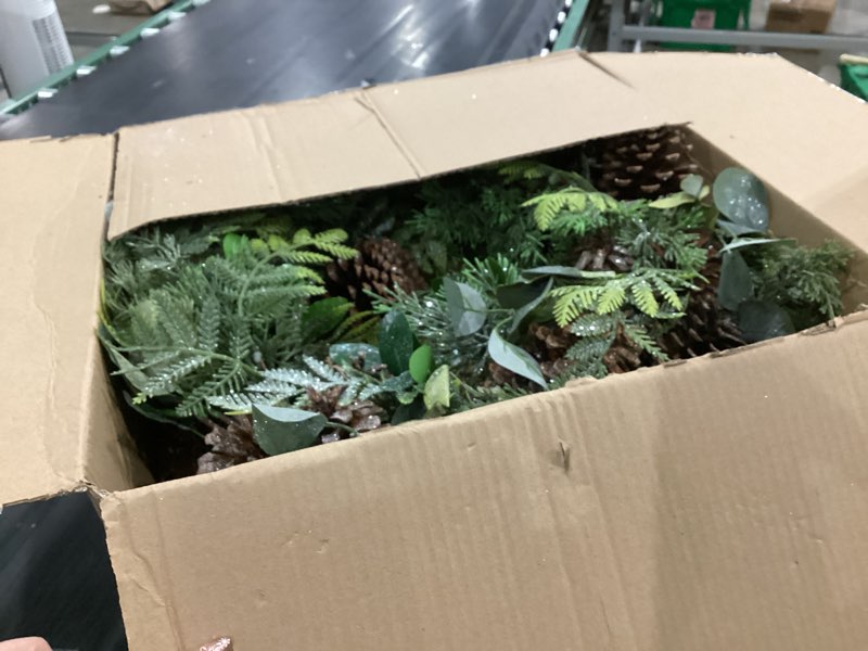 Briful Artificial Christmas Wreath 24 Inch Large Front Door Wreath with Glittering Eucalyptus Green 