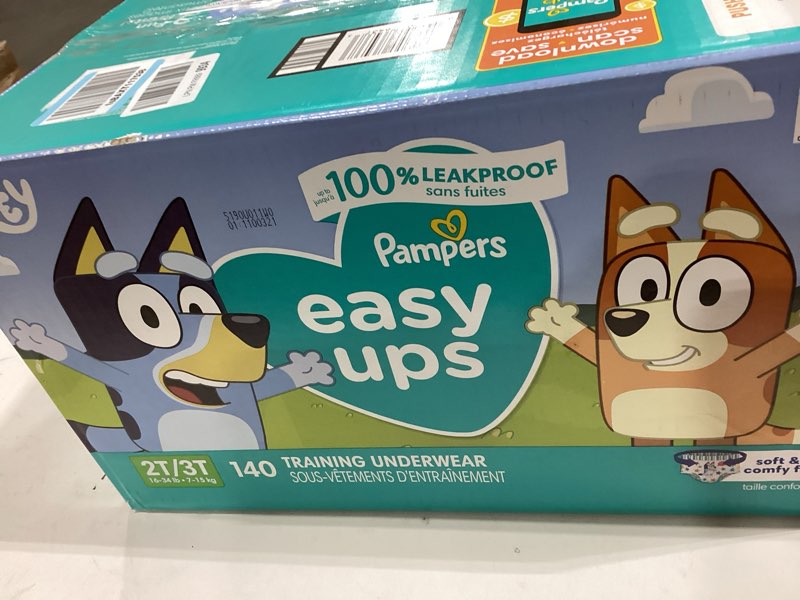 Condition photo showing New/Like New for Pampers Training Pants - Easy Ups Boys & Girls Bluey - Size 2T-3T, 140 Count, Children's Potty Underwear (Packaging May Vary) 2T-3T 140
