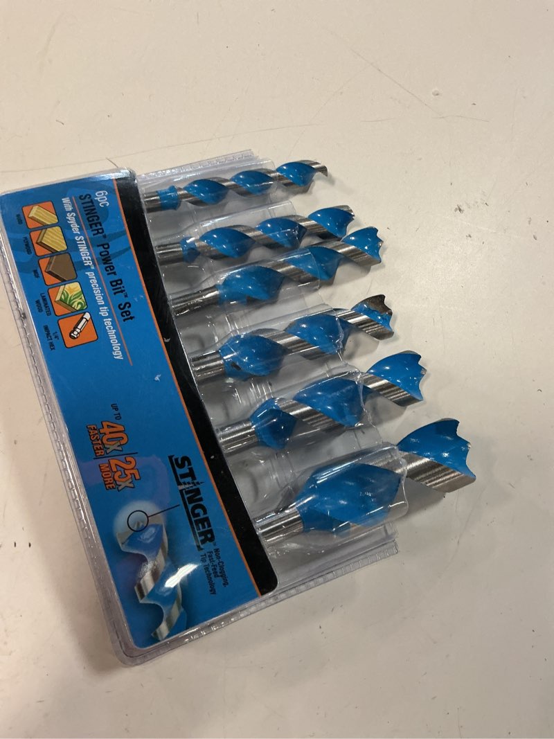 Condition photo showing Good Condition for spyder stinger 6 -piece assorted x 6-1/2-in woodboring power spade drill bit set