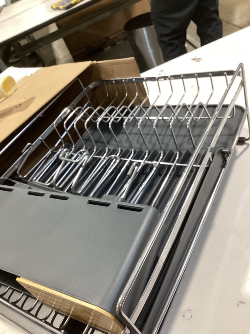 Condition photo showing Good Condition for Kitsure Large Dish Drying Rack - Extendable Dish Rack, Multifunctional Dish Rack for Kitchen Counter, Anti-Rust Dish Drainers with Cutlery & Cup Holders 19.2"-26.7" L x 12.9" W, Sliver Standard Silver