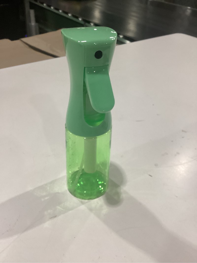 Condition photo showing As Is for spray bottle for hair (6.8oz /200ml) continuous ultra fine mist sprayer for hair, salons, barber, plants, skin care, cleaning 2 pack clear green clear green 200ml-2 pack