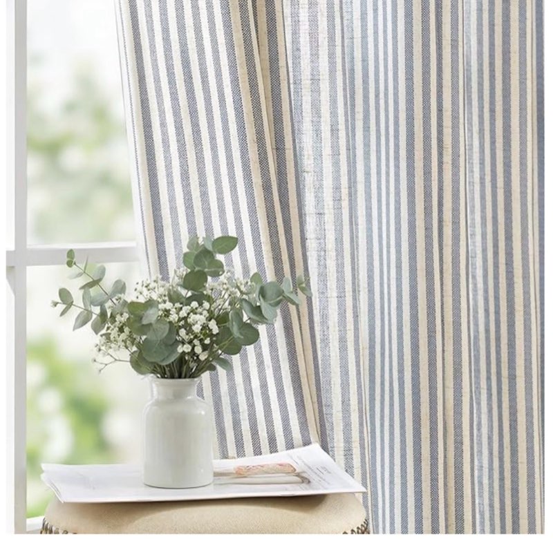 jinchan white curtains blue striped curtains 90 inch length for living room bedroom window treatment