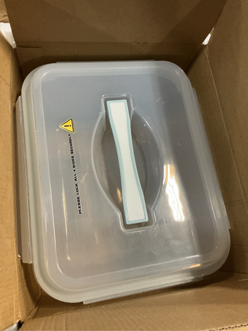 Condition photo showing Good Condition for extra large glass storage containers with lids 200oz/6000ml - airtight borosilicate large glass food storage containers for rotisserie chicken, turkey - xl big glass bowl freezer to oven safe light blue handle