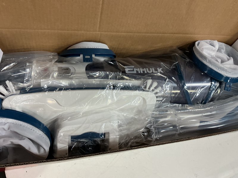 Condition photo showing New/Like New for enhulk pool vacuum for above ground pool, upgraded 13.4" wide head & telescopic pole, 18.5 gpm powerful suction, 60 mins runtime, cordless handheld rechargeable pool cleaner for inground pools, pc15 pc15 blue
