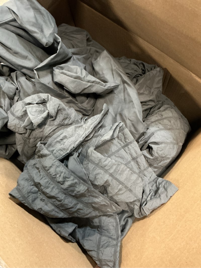 Condition photo showing As Is for hymokege queen comforter set seersucker 7 pieces, all season luxury bed in a bag for bedroom, bedding set with comforters, sheets, pillowcases & shams, dark grey queen(88"x 88") dark grey