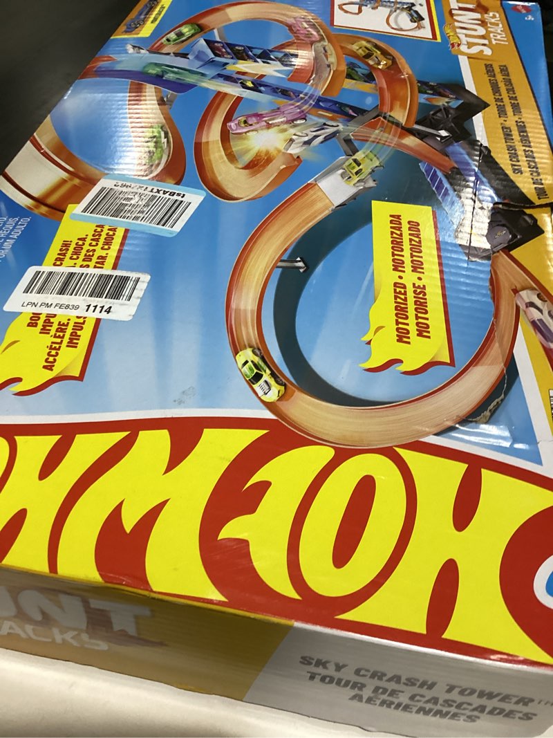 Condition photo showing Good Condition for Hot Wheels Sky Crash Tower Track Set, 2.5+ ft / 83 cm High with Motorized Booster, Orange Track & 1 Hot Wheels Vehicle, Race Multiple Cars, Gift for Kids 5 to 10 Years Old & Up Standard