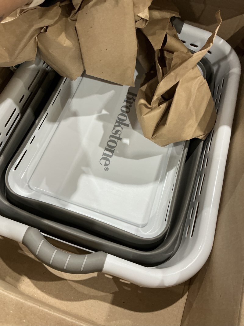 Condition photo showing Good Condition for brookstone 11 gallon collapsible plastic laundry basket  portable pop-up hamper  foldable storage container  washing tub  gray