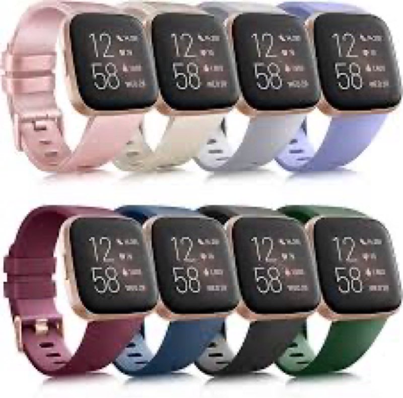 8 Pack Sport Bands Compatible with Fitbit Versa, Classic Soft Silicone Replacement Wristbands Straps