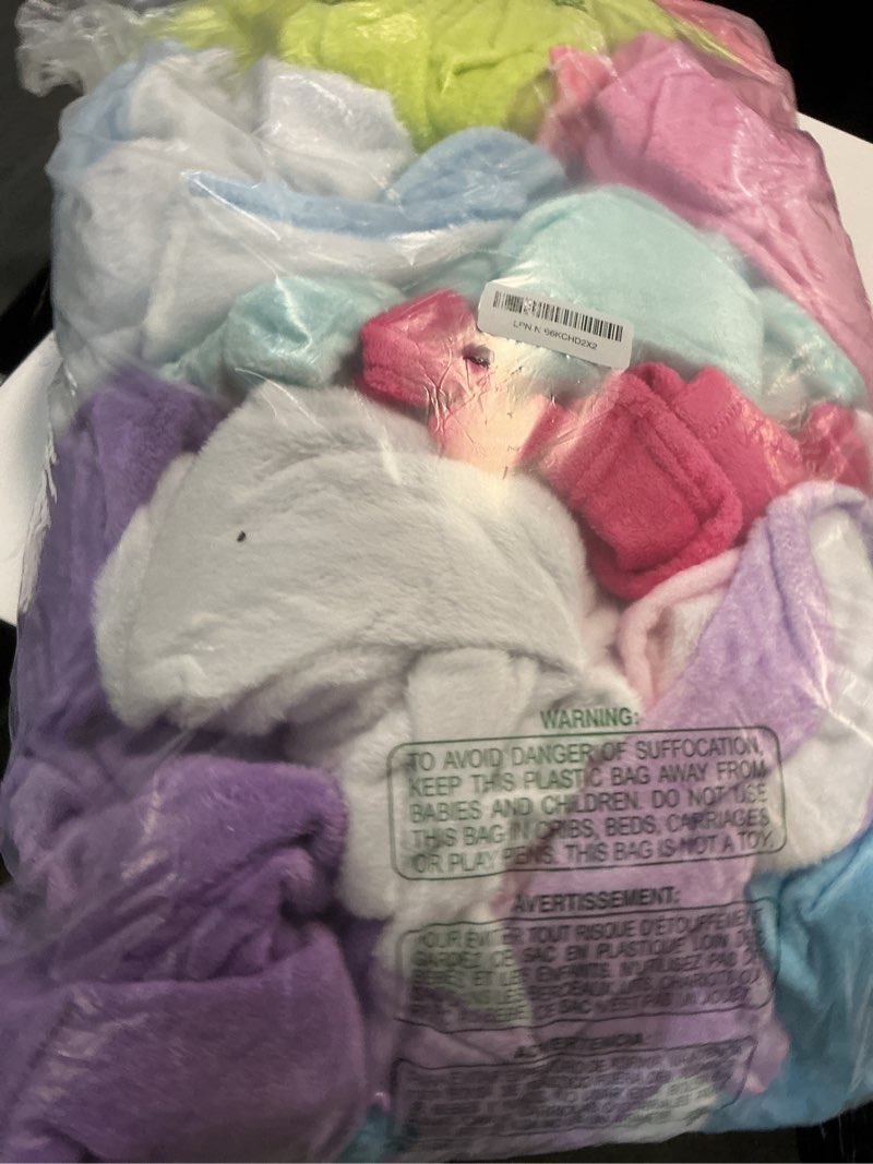 Condition photo showing Good Condition for fanfanwin 36 pcs sleepover party supplies for girl spa slumber birthday favors throw blanket pillow eye mask headband scrunchies (solid color,mermaid color) mermaid color 36