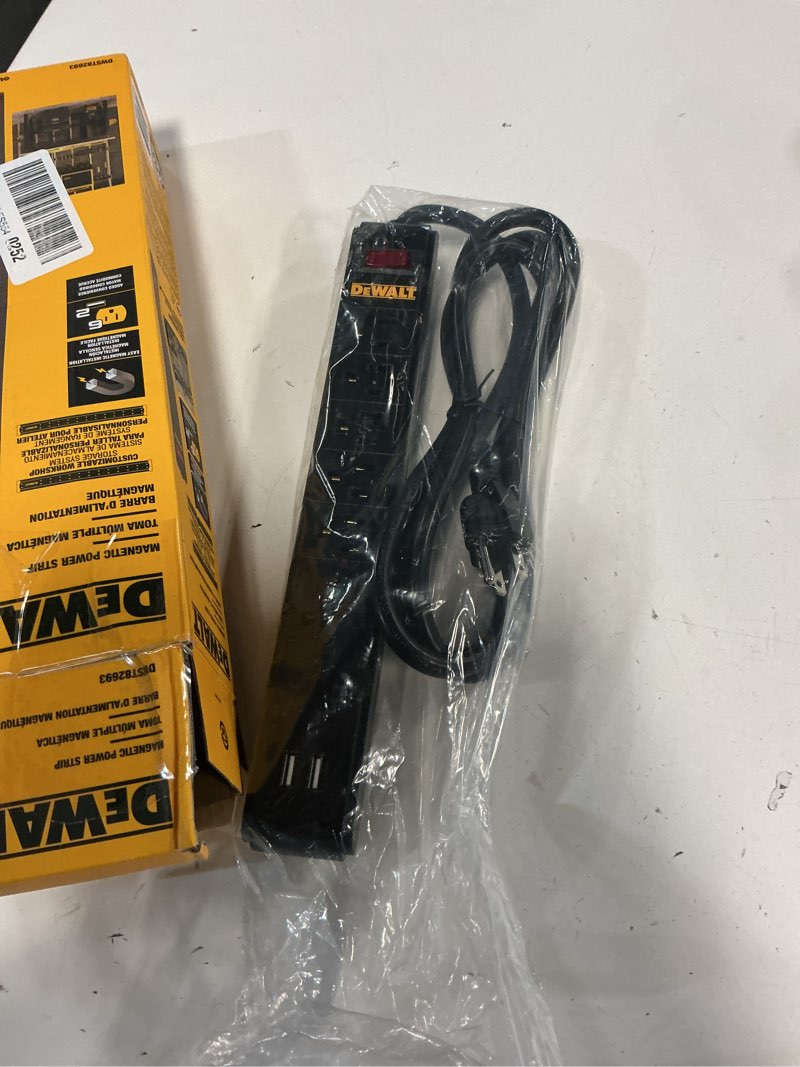 Condition photo showing Good Condition for DEWALT Magnetic Power Strip with 6 Power Outlets, DEWALT Workshop Storage System Compatible (DWST82693) One Size
