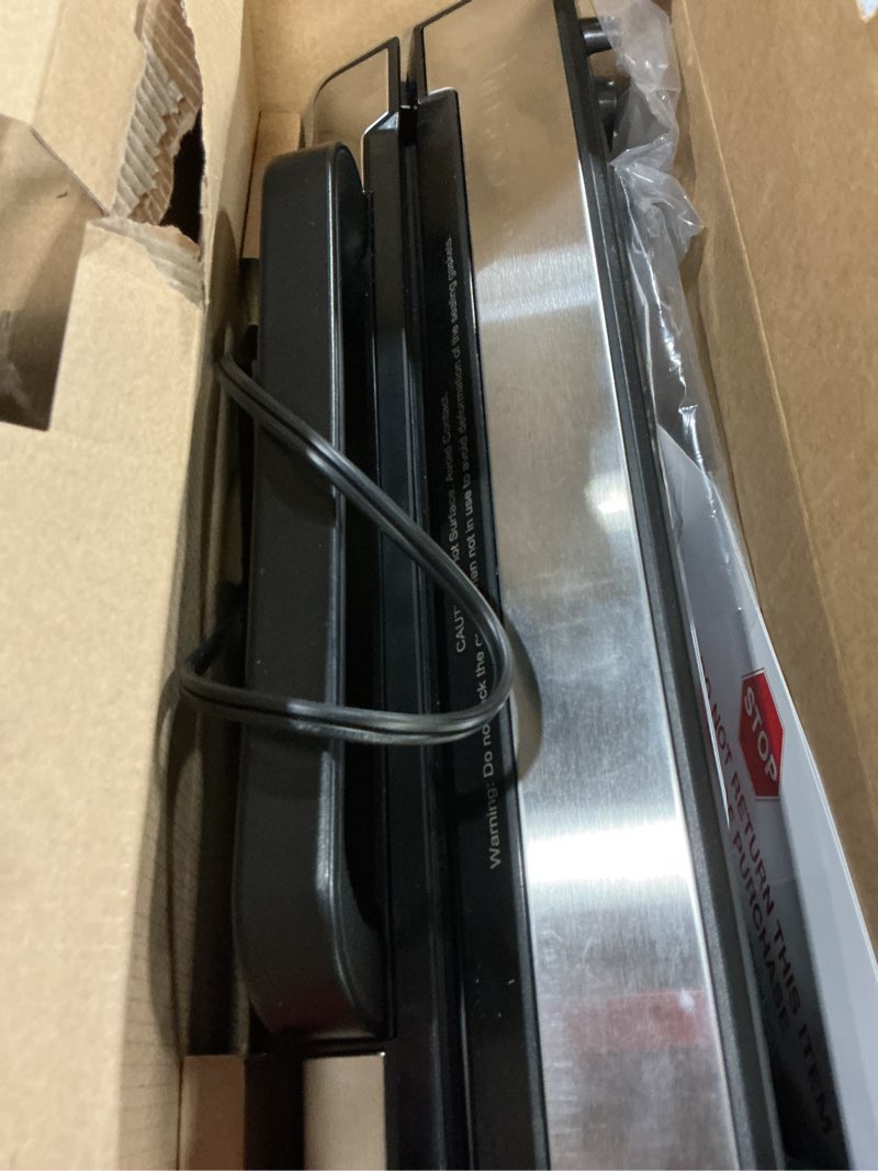 Condition photo showing As Is for nesco deluxe dual vacuum sealer, dual pump, double seal, roll storage & cutter, + (2) 10ft rolls